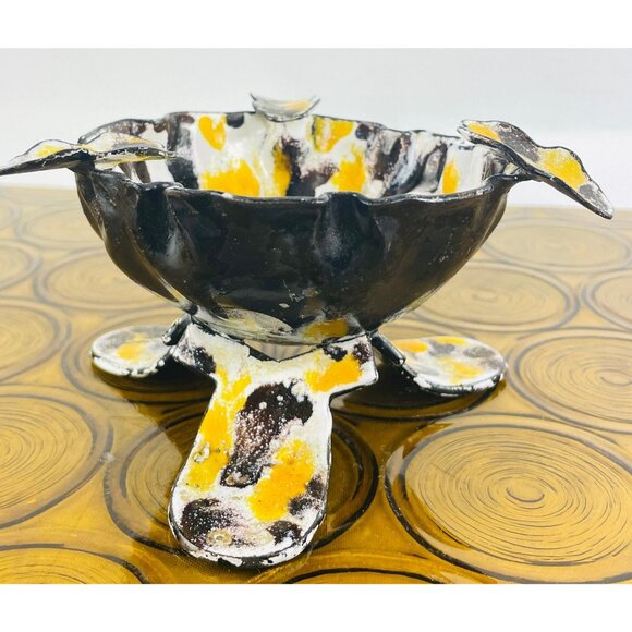 Vintage 1970s footed ashtray, wrought iron, free form brutalist shape - Picture 5 of 10